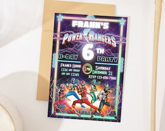 Power Rangers Birthday Invitation: Editable Canva Template (Digital Download)
