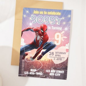 Editable Spiderman Birthday Invitation Template, Printable Birthday Party Invitation, Digital Kids Party Invite Template, Spider-Man card