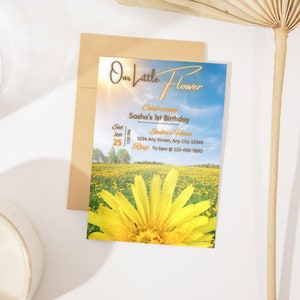 Yellow Flower Birthday Invitation: Editable Template (Digital Download)