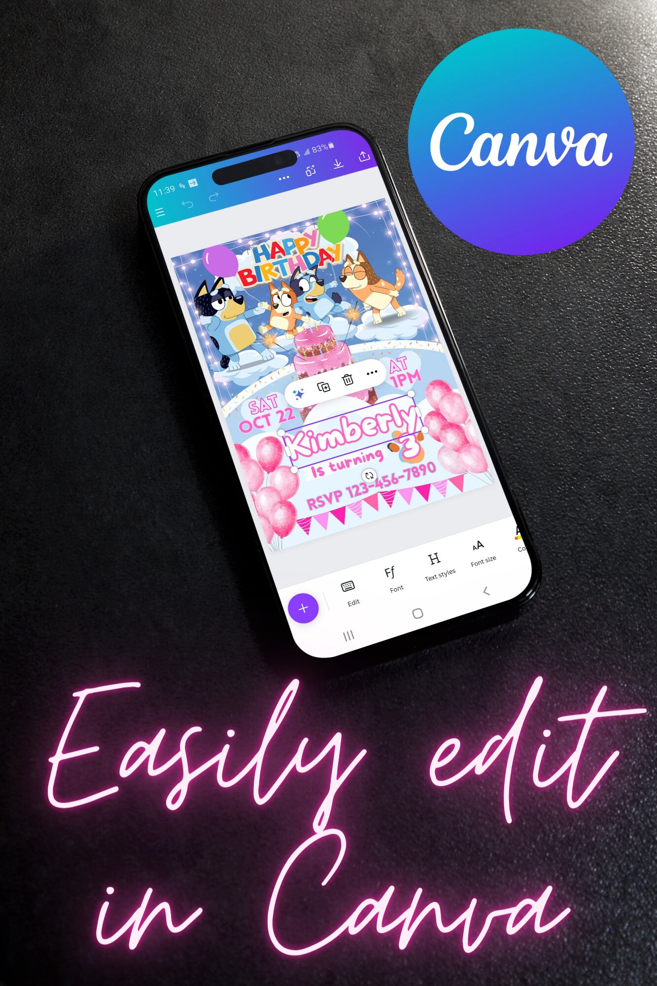 Digital Bluey Invitation File