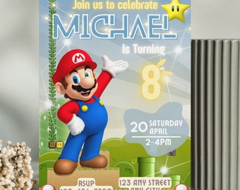Super Mario Birthday Invitation: Editable Video Game Invite (Digital Download)