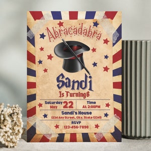 Editable Magic Invitation, Magical Birthday Invitation, Magic Party Invite, Editable Canva Birthday Magic Invitation, Kids Party E-Invite.