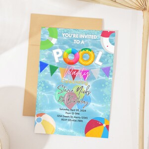 Pool Party Invitation, Pool Birthday Invitation, Pool party, Summer, swimming party, Canva Template EDITABLE, INSTANT DOWNLOAD