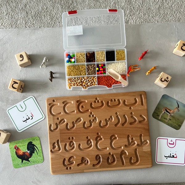 Learn Arabic, learning board, children, education, Islam, drawing board, Arabic alphabet Arabic wooden board Montessori