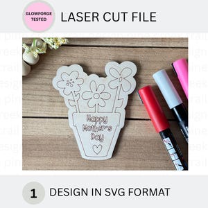 Aimant SVG fête des mères Fichier laser/Aimant fête des mères/Cadeaux fête des mères des enfants/Aimant à colorier/Pot de fleur Aimant fête des mères/Aimant à découper