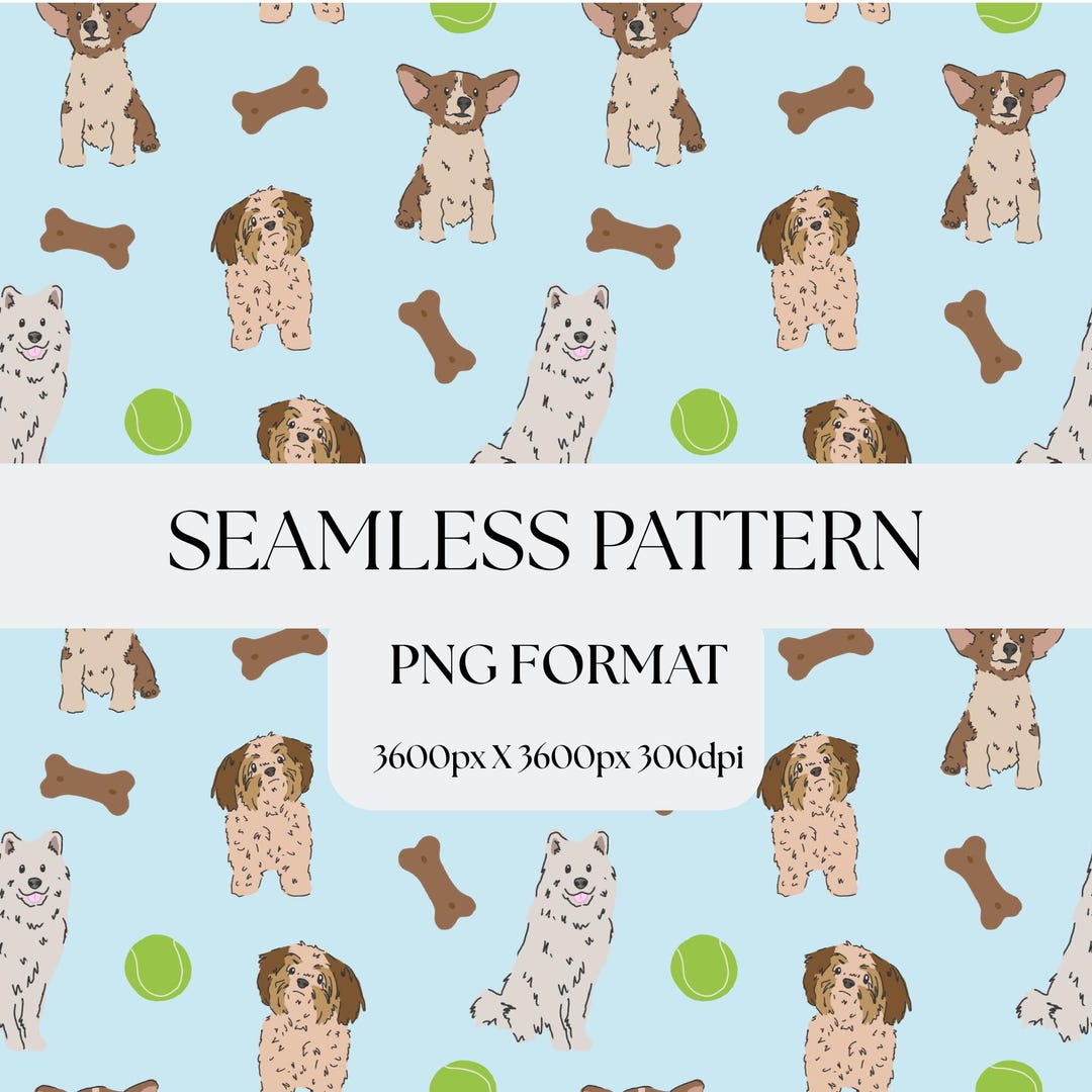 Transparent Dogs Pattern Dog Seamless Pattern PNG | Dog Lover Digital Paper | Cute Pet ...