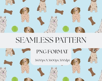 Dog Seamless Pattern PNG | Dog Lover Digital Paper | Cute Pet Background | Commercial License Included