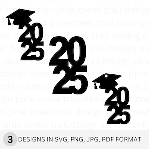 Archivos SVG de graduación de 2025/Archivos de corte de birrete de graduación/Decoración para fiesta de graduación/Fiesta de graduación DIY/Adorno para cupcakes de 2025/Confeti de 2025/Calcomanía de la clase de 2025