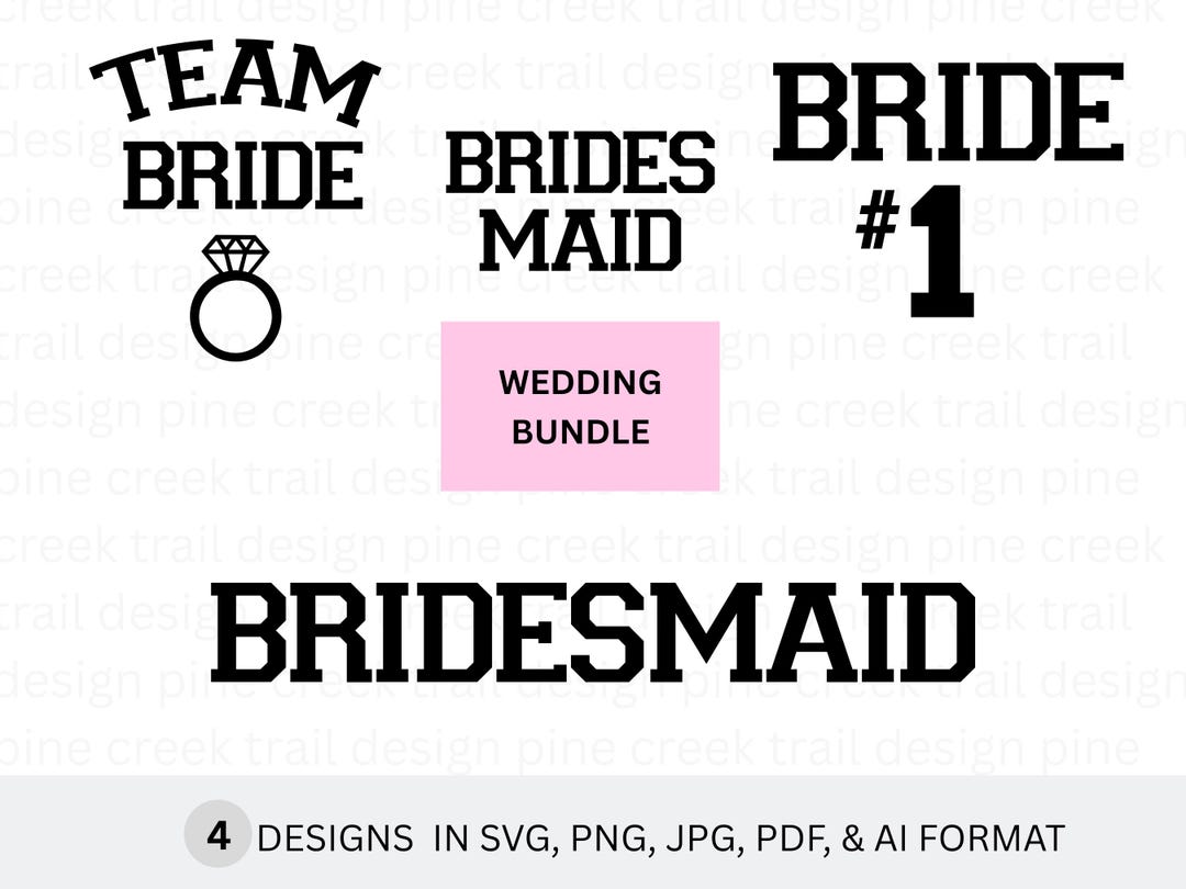 Team Bride & Bridesmaid Svg Png Pdf Jpg Ai | Bridal Shower ...