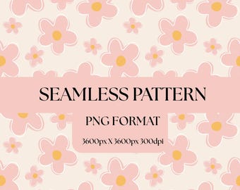Rosa Florales Nahtloses Muster PNG | Valentinstag Blumen Digitales Papier | Girly Blumen Hintergrund | Kommerzielle Lizenz inbegriffen