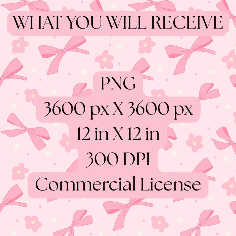 Pink Bow Seamless Pattern PNG | Valentine’s Day Bows Digital Paper | Girly Valentine Background | Commercial License Included image 3