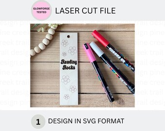 Reading Rocks Bookmark SVG File for Laser Cutting, Glowforge Bookmark Design, Commercial License Included