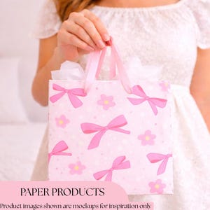 Pink Bow Seamless Pattern PNG | Valentine’s Day Bows Digital Paper | Girly Valentine Background | Commercial License Included image 4