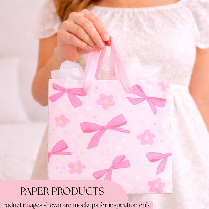 Pink Bow Seamless Pattern PNG | Valentine’s Day Bows Digital Paper | Girly Valentine Background | Commercial License Included image 4