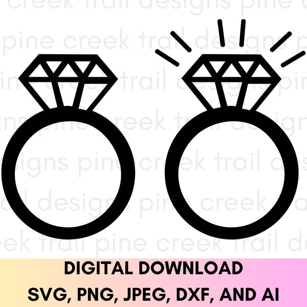 Diamond Ring SVG/Ring Cut File for Cricut/Ring Laser File/Wedding Decoration Instant Download/Wedding Ring SVG/Engagement Ring Download/Ring