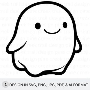 Friendly Halloween Ghost svg png pdf jpg ai| Cute Ghost Clipart | Halloween Cut File for Cricut Silhouette | Digital Download
