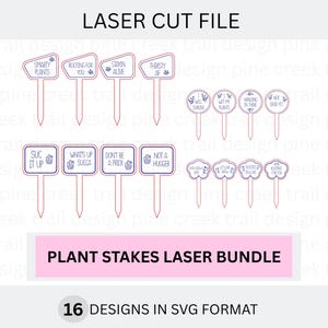 Conjunto de (16) Estacas de Plantas Engraçadas SVG/Estacas de Plantas SVG Arquivo Laser/Arquivo Glowforge Estacas de Plantas Engraçadas/Presentes de Boas-Vindas Estaca de Plantas/Jardinagem