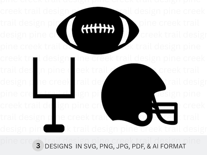 Football Post Svg Football SVG Bundle – Helmet, Goal Post & Ball – Sports Clipart for ...