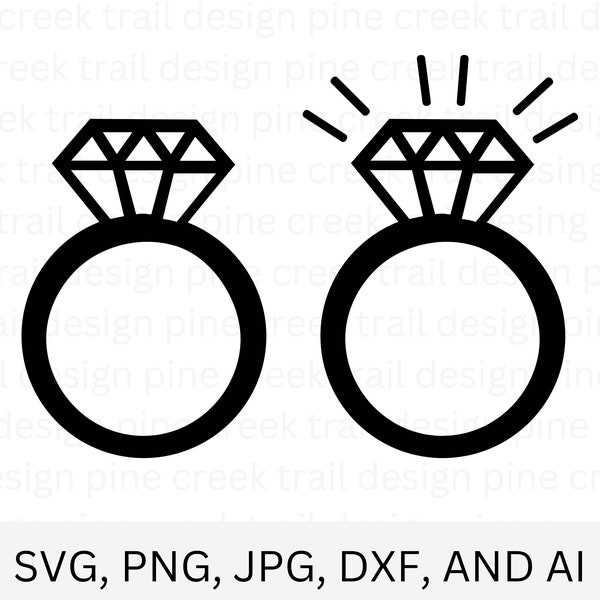 Bague diamant bague SVG/fichier de coupe pour fichier laser Cricut/bague/décoration de mariage Téléchargement instantané/bague de mariage SVG/bague de fiançailles téléchargement/bague