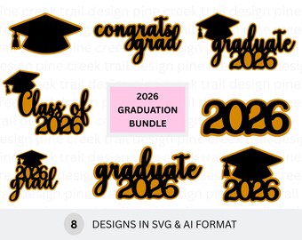 2026 Graduation SVG Bundle | Class of 2026 Cut Files for Cricut & Silhouette | Digital Download | Commercial License Included