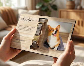 Dog Memorial Frame with Collar Holder, Personalized Pet Loss Gift, In Loving Memory Photo Frame