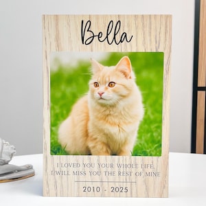 Personalisierte Katzen-Gedenkbox für Asche. Haustier-Urne. Foto Haustier Einäscherung Erinnerungsbox