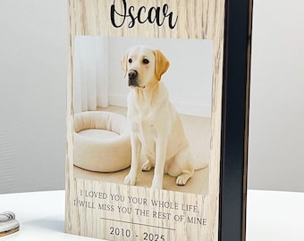 Urna de cremación para cenizas de mascotas con nombre y foto, para perros o gatos, con foto de la mascota.