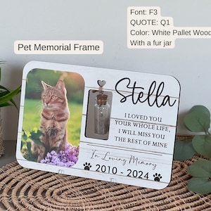 Erinnerungs-Haustierfellglas-Schild, Katzen-Gedenkfotorahmen mit Haarkiste, Katzenverlustgeschenke, Haustiersympathiegeschenk, Katzenandenken