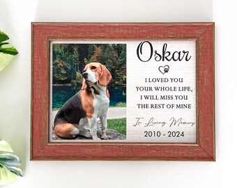 Marco de pie conmemorativo personalizado, regalo de pérdida de mascotas, marco conmemorativo de mascotas con foto, imagen de mascota, regalo de duelo de perro