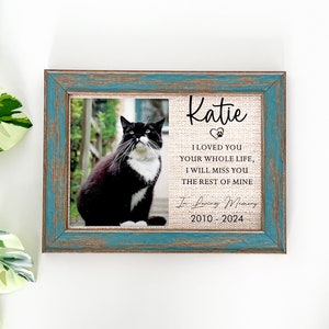 Custom Cat Picture Frame, Cat Memorial Gift, Cat Name Photo Frame, Pet Memorial, Cat Lover Gift, Cat Photo Print