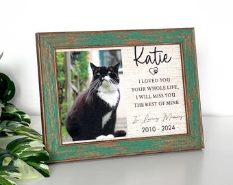 Regalo conmemorativo de gatos personalizado, regalos de pérdida de mascotas para el dueño de un gato, marco conmemorativo de gatos, regalo de pérdida de gatos, impresión de recuerdo de gatos, arte de pared conmemorativo fotográfico