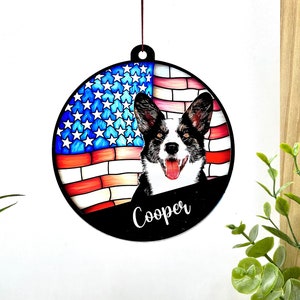 Loss of Pet Sympathy Gift, Stained glass Dog Memorial Suncatcher, Loss of Pet Gift, Custom Name Dog Gift for Dog Lovers with Dog Portrait