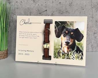 Custom Pet Memorial Collar Frame, Dog Owner Sympathy Gift, Pet Loss Sign with Hook