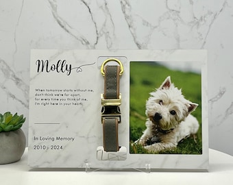 Memorial Pet Collar Holder, Pet Photo Sign, Pet Collar Holder Stand, Pet Loss Gift, Remembrance Pet Frame, Dog Loss Collar Keepsake
