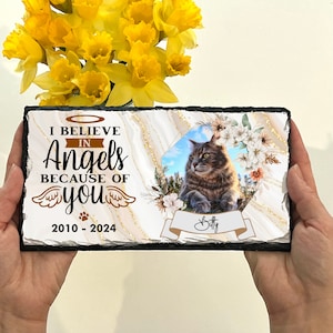 Cat Memorial Stone, Pet Loss Slate, Cat Memorial Gifts, Custom Pet Keepsake, Gepersonaliseerde Memorial Garden Slate, Aangepaste naam en foto Cat