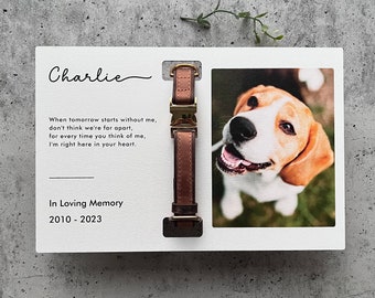 Marco de pie conmemorativo personalizado, regalo de pérdida de mascotas, collar conmemorativo para mascotas con foto, soporte para collar de mascotas, duelo de perro