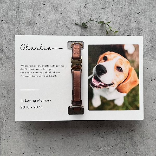 Aangepaste Memorial Standing Frame, Pet Loss Gift, Memorial Pet Collar met foto, Pet Collar Holder, Dog Rouw