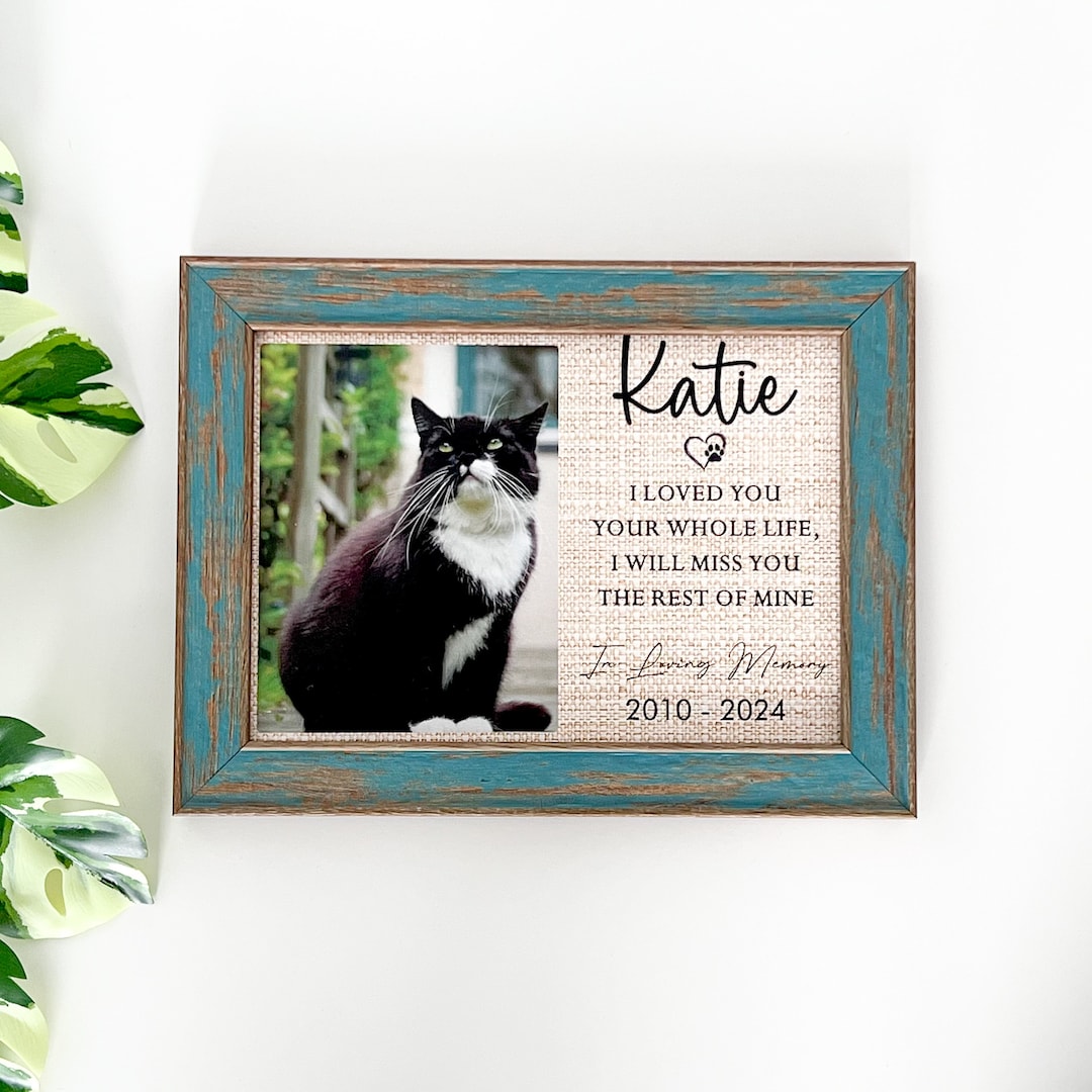 Custom Cat Picture Frame, Cat Memorial Gift, Cat Name Photo Frame, Pet ...