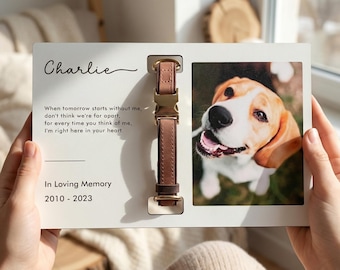 Personalized Pet Memorial Frame with Collar Holder, Dog or Cat Loss Gift, Custom Photo Remembrance Frame