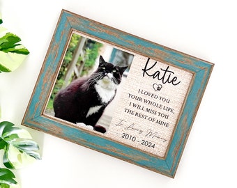 Cornice Commemorativa A Forma Di Gatto In Legno – 15x20 Cm Con Supporto Da Tavolo, Regalo Per La Perdita Del Gatto, Scritta Left A