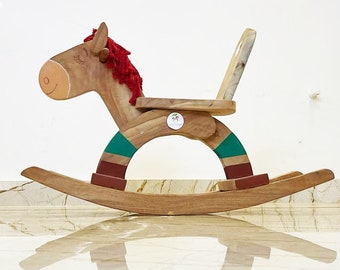 Pure & Solid Neem Wooden Rocking Horse That can Serve for Decades - For 1 to 5 Year kids