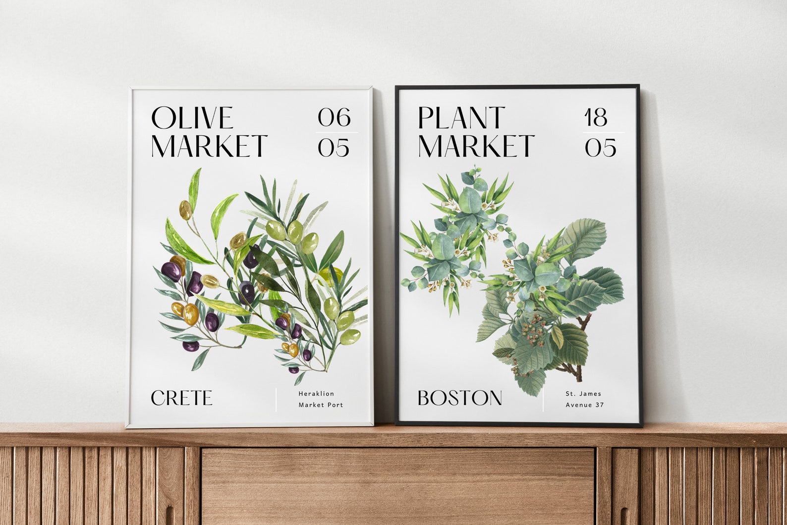 Olive Green Wall Art Olive Branch Decor Modern Art Set of 3 Wall Prints