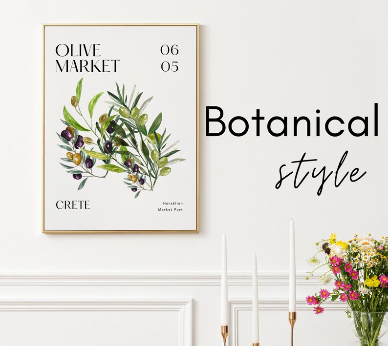 Olive Green Wall Art Olive Branch Decor Modern Art Set of 3 Wall Prints