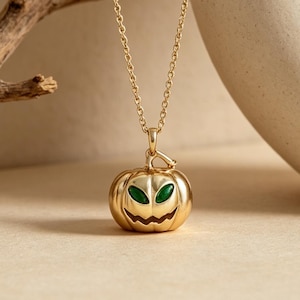 Personalized Pumpkin Necklace, Custom Birthstone Necklace, 3D Pumpkin Necklace, Halloween Jewelry, Halloween Gift, Birthday Gift for Her