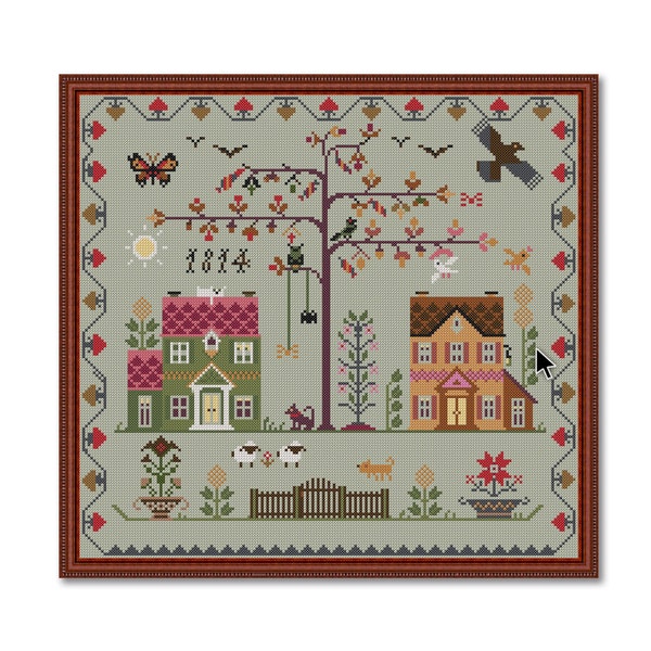 Home and garden Cross stitch sampler and primitives sampler cross stitch vintage sampler , vintage cross stitch sampler antique pdf chart