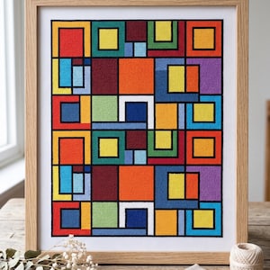 Geometric Cross Stitch Pattern, Abstract Mosaic Needlepoint Chart (PDF Download)
