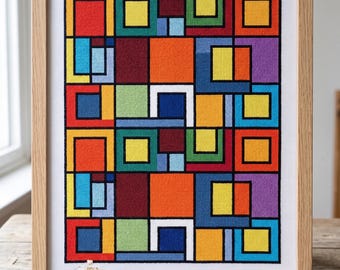 Geometric Cross Stitch Pattern, Abstract Mosaic Needlepoint Chart (PDF Download)