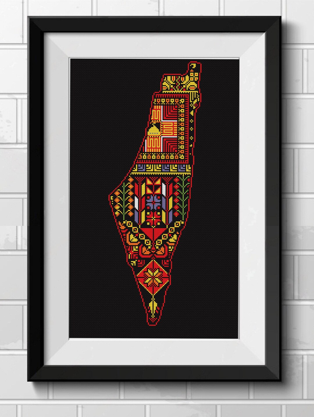 Palestine Map Tatreez Cross Stitch Pattern, Al Aqsa Design (digital ...