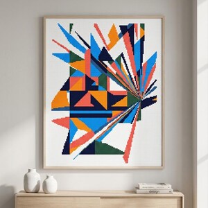 Abstract Geometric Cross Stitch Pattern, Modern Angular Wall Art (PDF Download)