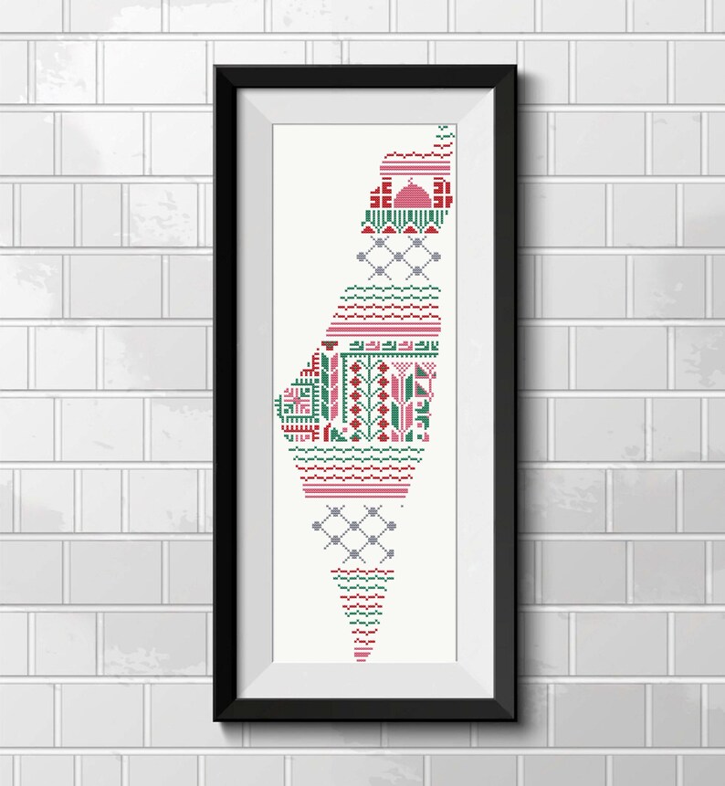 Palestine Map Tatreez Cross Stitch Pattern (digital Download) - Etsy